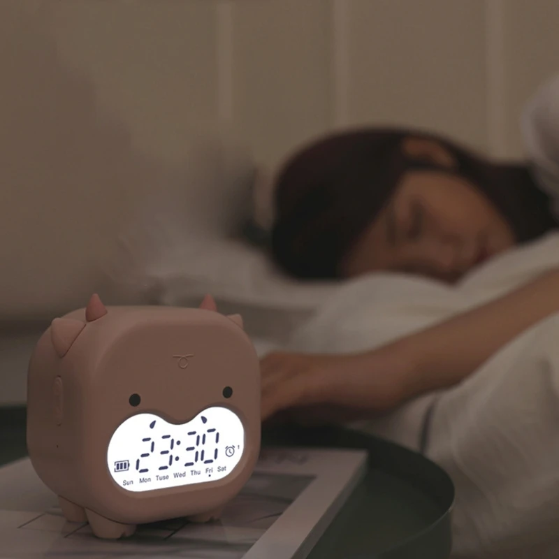 

New Alarm Clock Usb Charging Creative Student Electronic Clock Cartoon Children Bedside Lamp Small Clock Digital