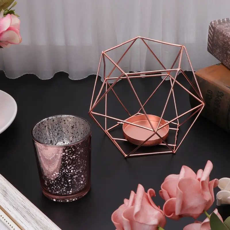 

2021 New Nordic Style 3D Geometric Candlestick Metal Candle Holder Wedding Home Decor Hot