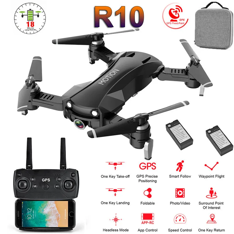 

New Foldable Drone R10 with 2K 12MP Adjuestable Camera 5G GPS WiFi FPV Selfie Wide Angle RC Helicopter Quadrocopter GPS Position