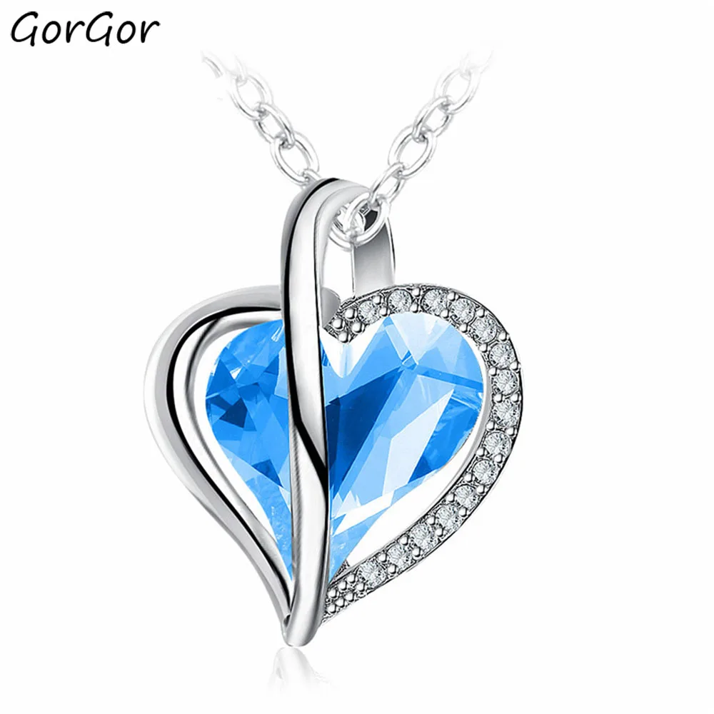 

GorGor Necklace Women Copper Pattern Peach Heart Zircon Pendant Golden Plated Exquisite Anniversary Jewelry 20307701305