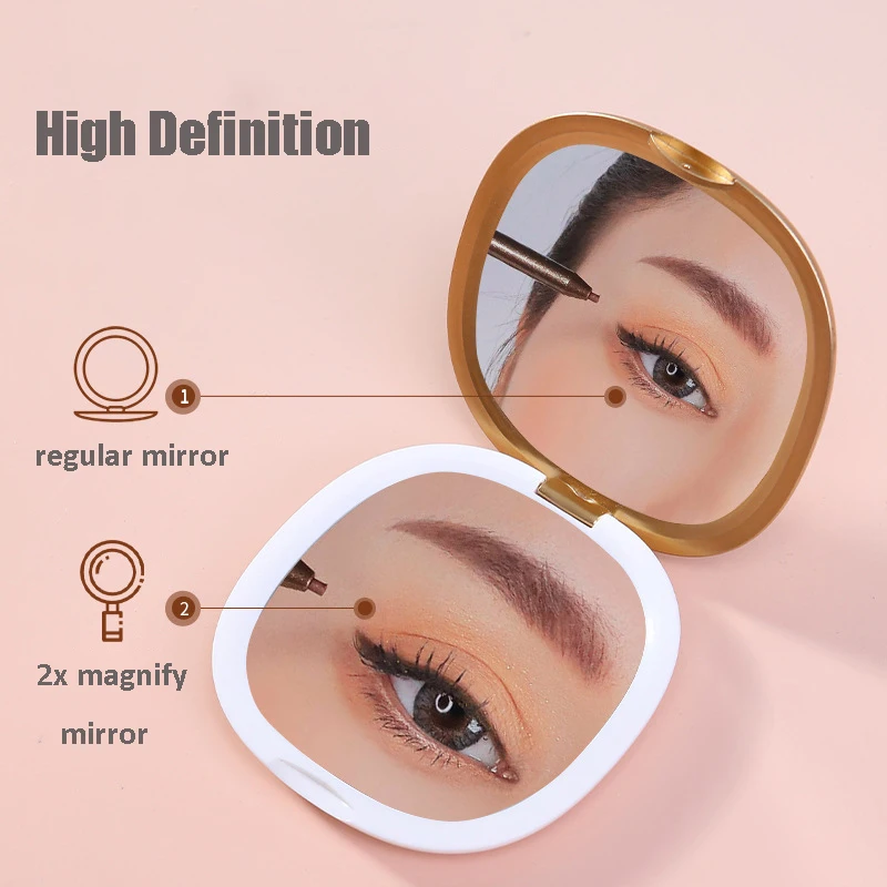 Двухстороннее косметическое зеркало 2X увеличительное портативное ручное