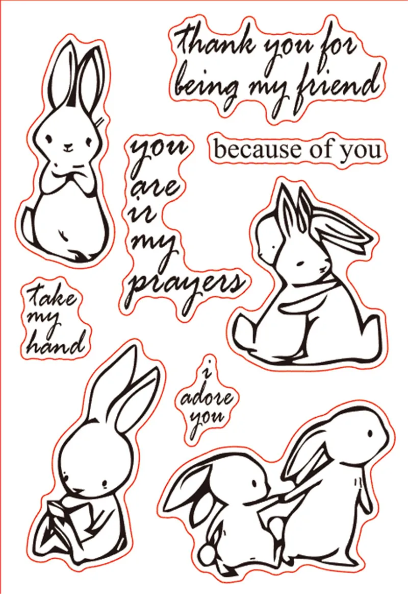 Прозрачные штампы в виде кролика 11x16 для скрапбукинга сделай сам трафарет