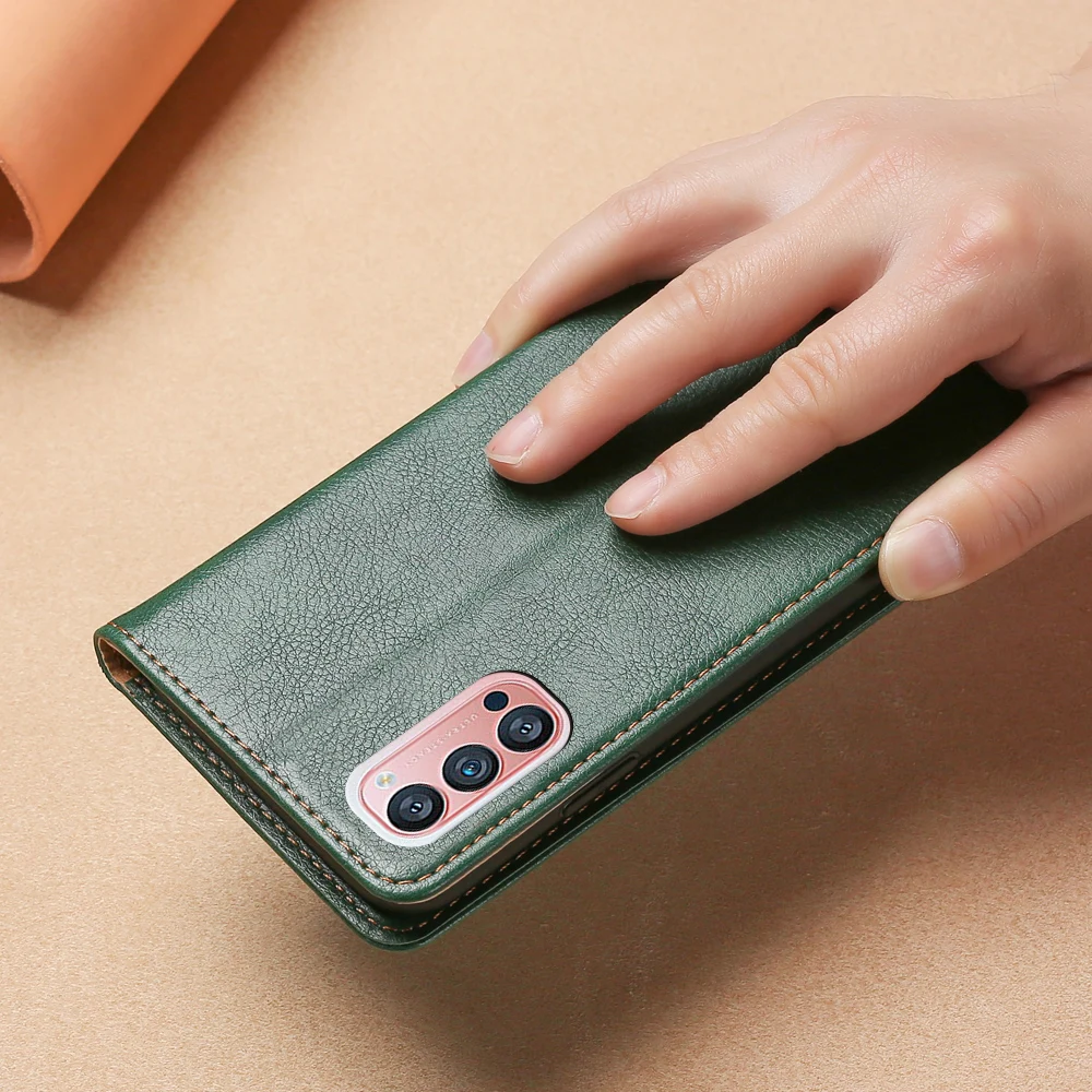 Модный чехол кошелек для OPPO Reno 4 Pro кожаный силиконовый накладка откидной книжка