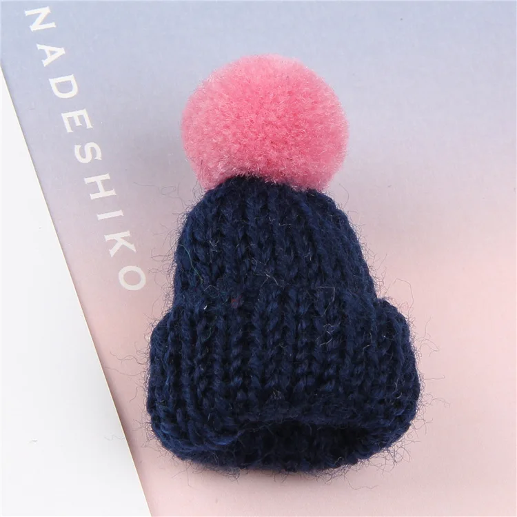 7 цветов Милая Мини вязаная шляпка для волос брошь шпильки свитера значок