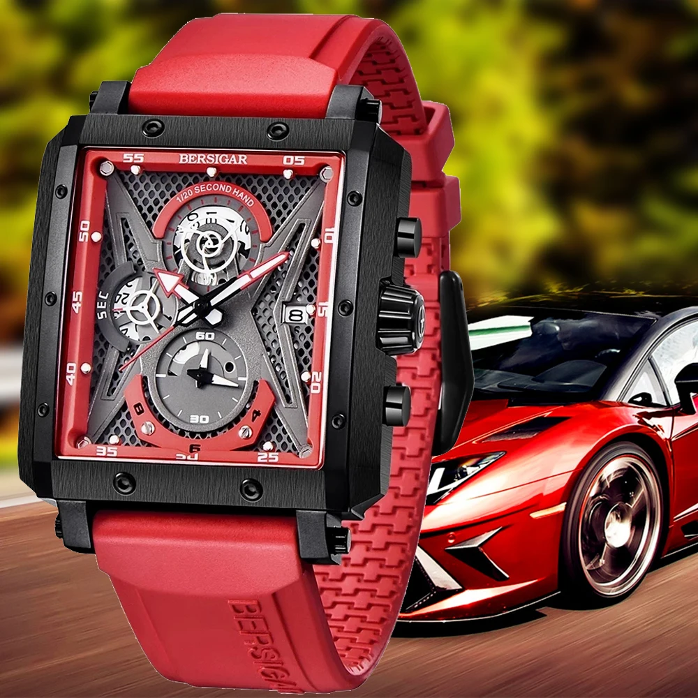 

BERSIGAR Brand 2021 Rectangular Watches for Mens Watch Barrel Type Quartz Casual Fashion Luxury Sports Waterproof Chronograph