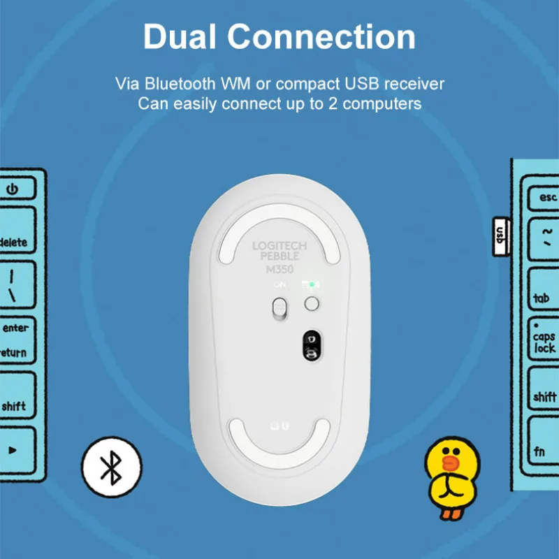 Беспроводная Bluetooth Мышь Logitech Pebble LINE FRIENDS бесшумная тонкая мышь для ноутбука ПК