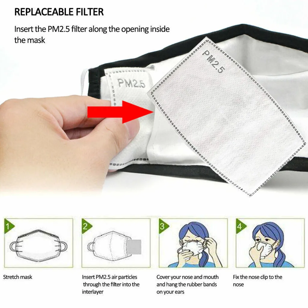 

1Pc Unisex Reusable Duskproof PM2.5 Face Mask With 2 Replaceable Filter Adjustable Windproof Earloops Mask Cycling Accessories