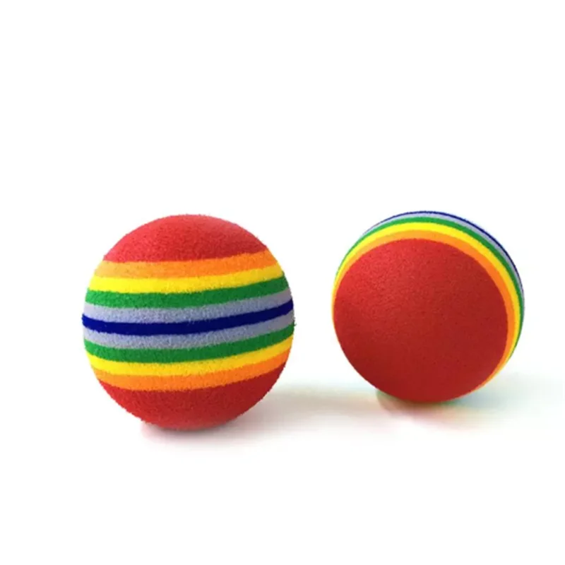 

5 PCS Rainbow Ball Cat Toy Colorful Ball Interactive Pet Products Kitten Play Chewing Rattle Scratch Ball Training Pet Supplies