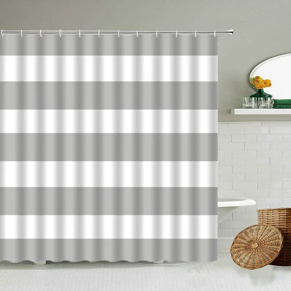 Современная Минималистичная полосатая занавеска для душа в скандинавском стиле