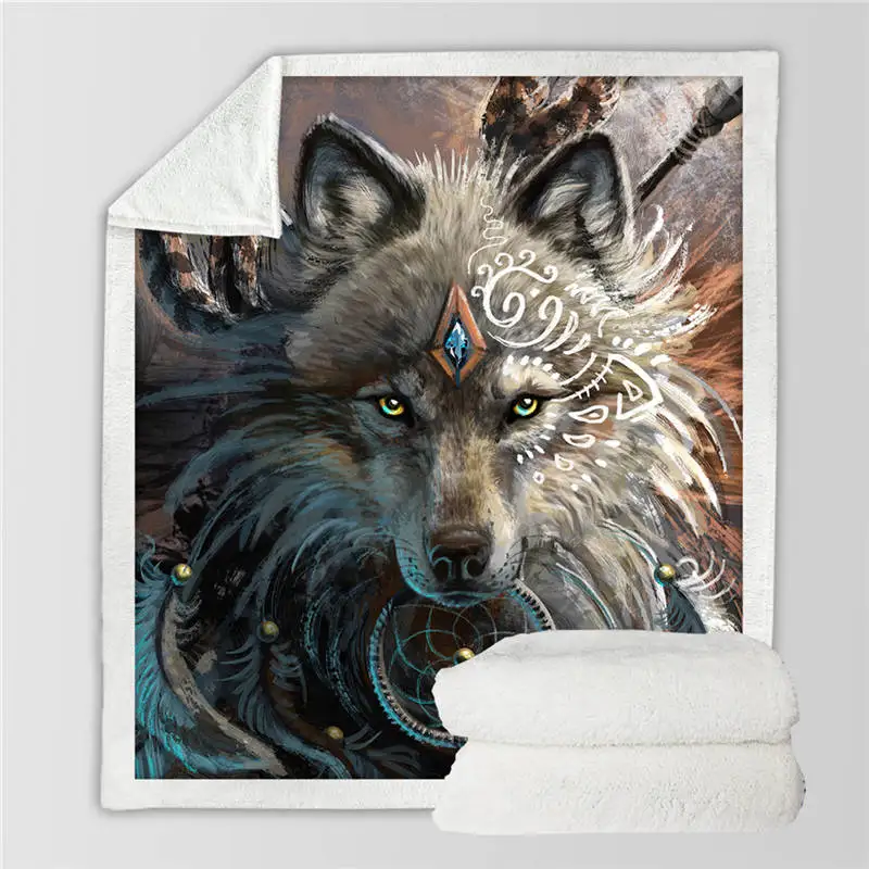 Wolf Warrior Волк воин SunimaArt кровати одеяло мягкий шерпа Флисовое одеяло плюшевое постельное белье Хранитель снов с изображением волков пледы одеяло cobertor - Цвет: Wolf Warrior