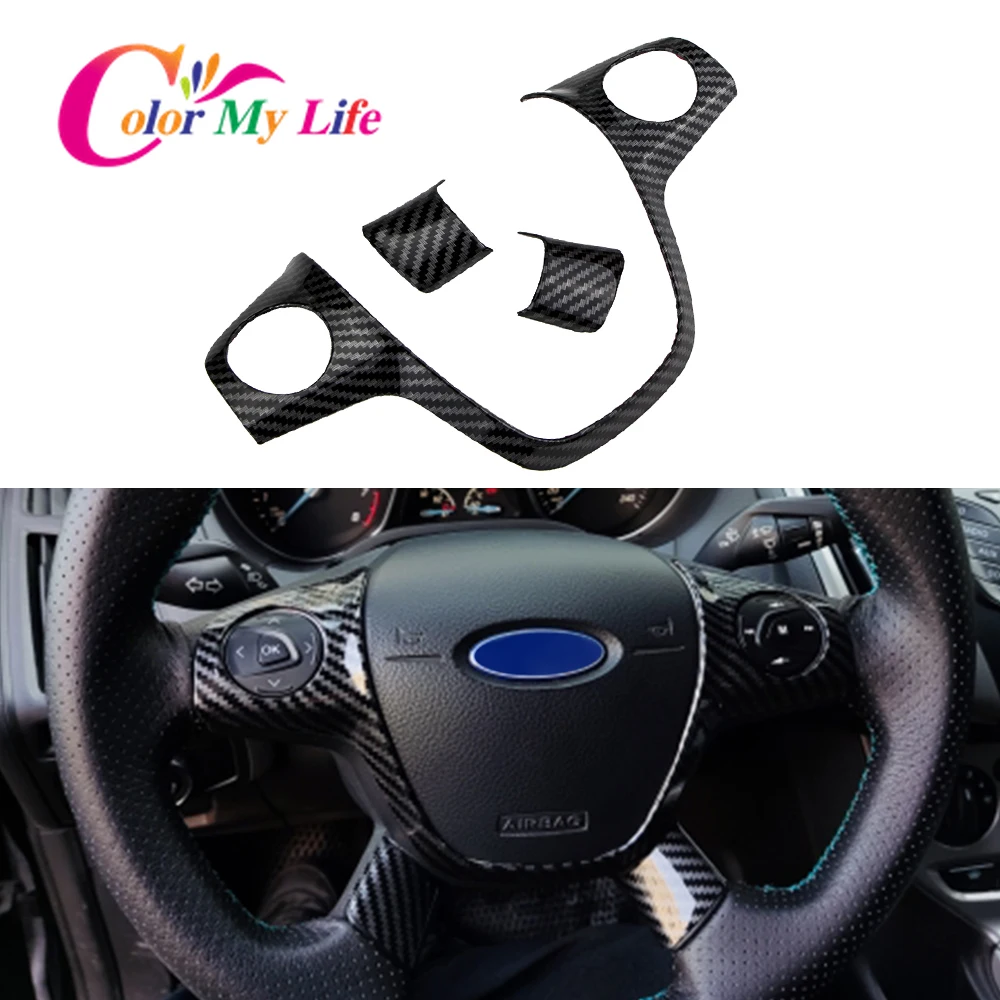 

Чехол на руль автомобиля из углеродного волокна для Ford Focus 3 MK3 2012-2014 Kuga Escape 2013-2015 Cmax 2011-2017