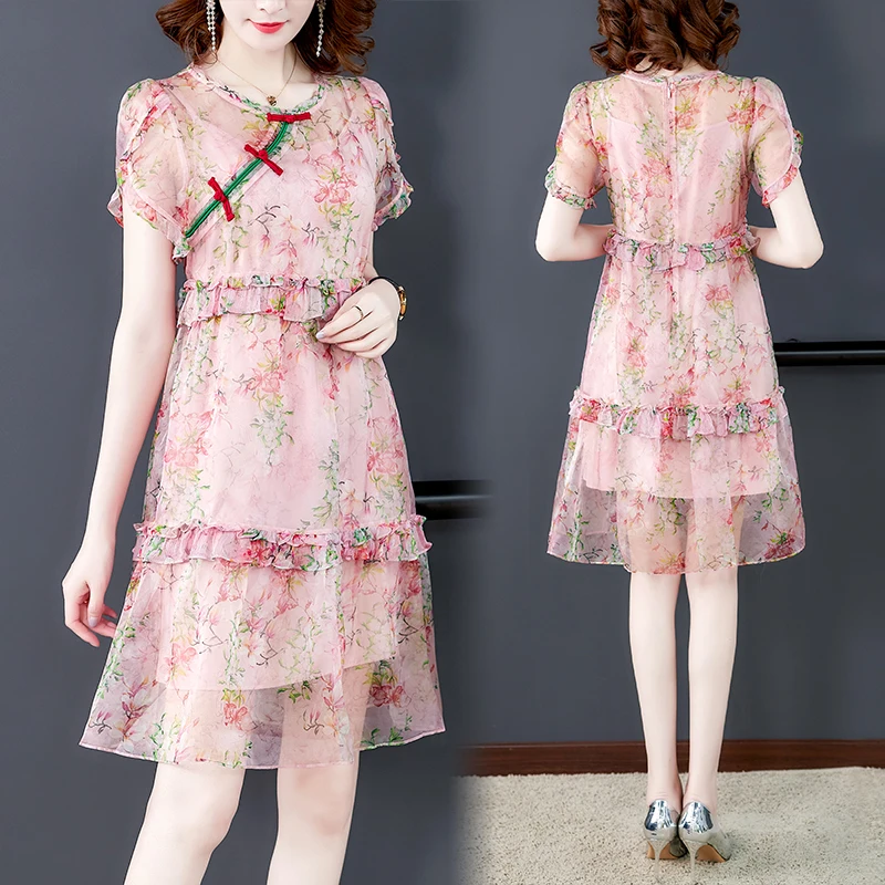 Новинка лета 2020 платье в китайском стиле для женщин с длинным рукавом женское