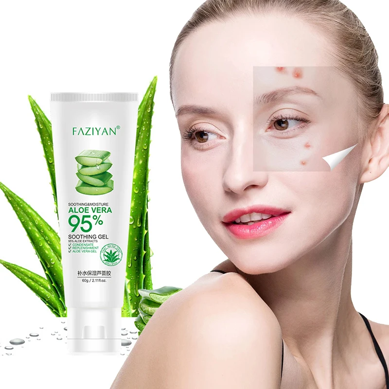 

60g Face Cream Aloe Soothing 95% Gel Aloe Vera Gel Skin Care Remove Acne Moisturizing Day Cream After Sun Lotions Skin Repair