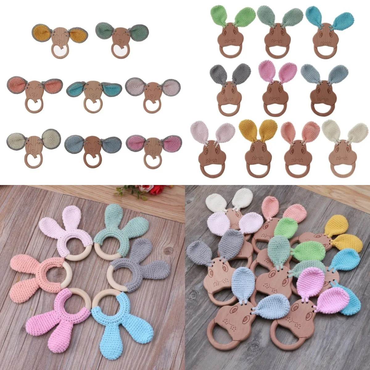 

1PC Baby Teether Beech Wooden Rattle Hand Teething Wooden Toy Can Chew Play Gym BPA Free Montessori Nursing Toys Gift