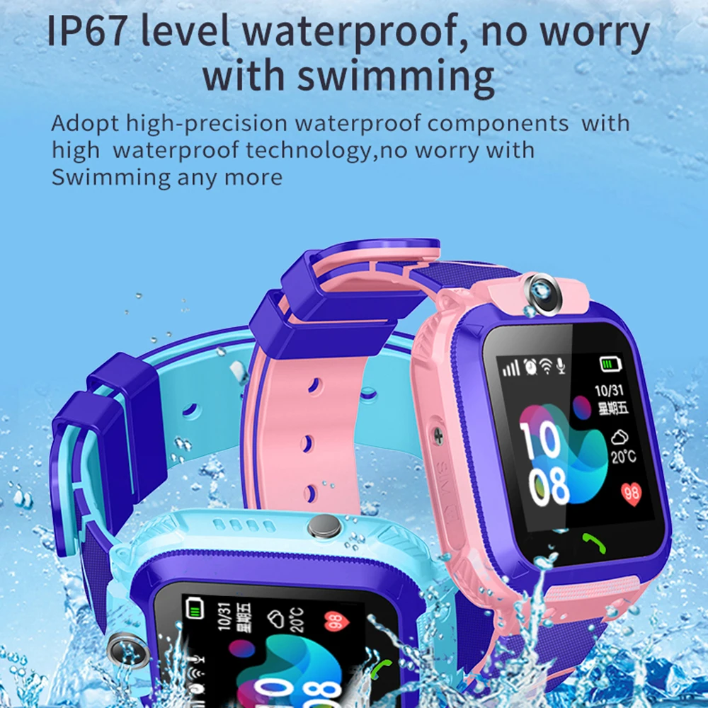 

S12 Waterproof Smart Watch for Kids LBS SIM Tracker SmartWatch SOS Call for Children Anti Lost Monitor Wristwatch for Boy girls