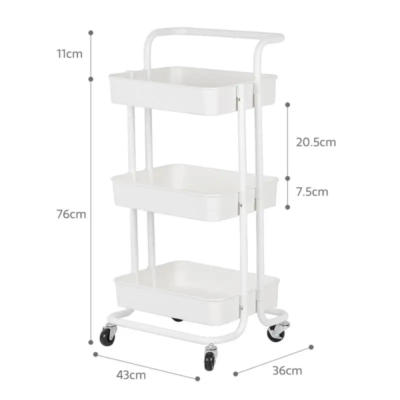 

Trolley Floor Storage Rack With Wheels Rolling Storage Cart Multifunction Kitchen Trolley Holder Shelf Storage Rack HWC