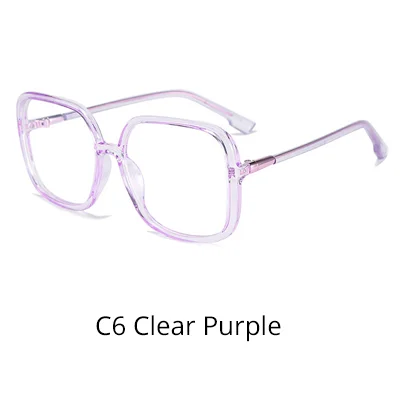 C6 Clear Purple Ralferty женские очки оправа негабаритных больших квадратных женских чистые прозрачные очки оптические линзы оправы без диоптрий D8831 - Цвет оправы: C6 Clear Purple