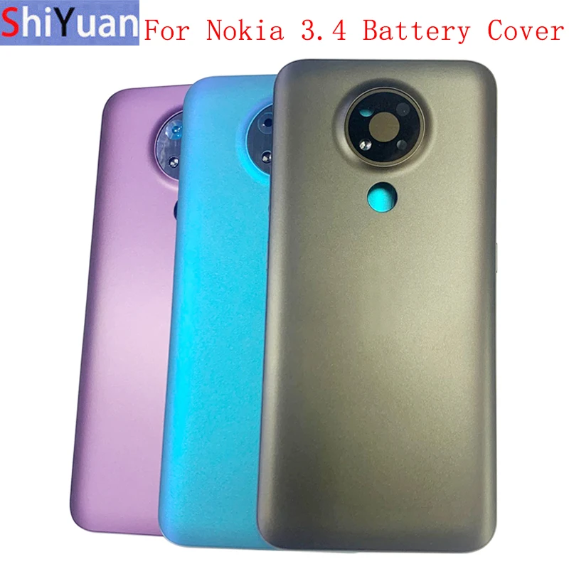 

Battery Cover Rear Door Panel Housing Case For Nokia 3.4 TA-1288 TA-1285 TA-1283 Back Cover with Camera Lens Replacement Parts