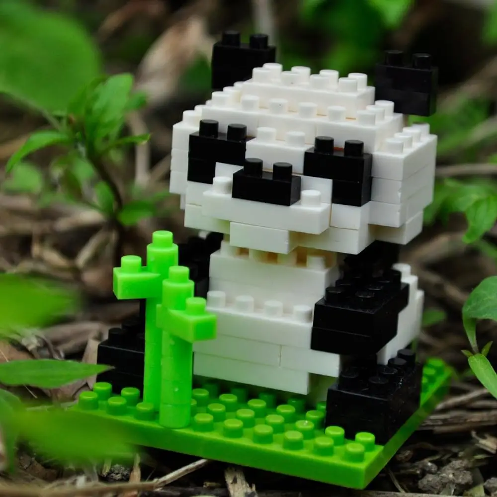 Наборы мини-строительных блоков животные зоопарк панда кролик развивающие