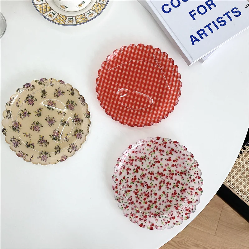 Маленький цветок десертная тарелка решетка торт полосатая пластиковая фото