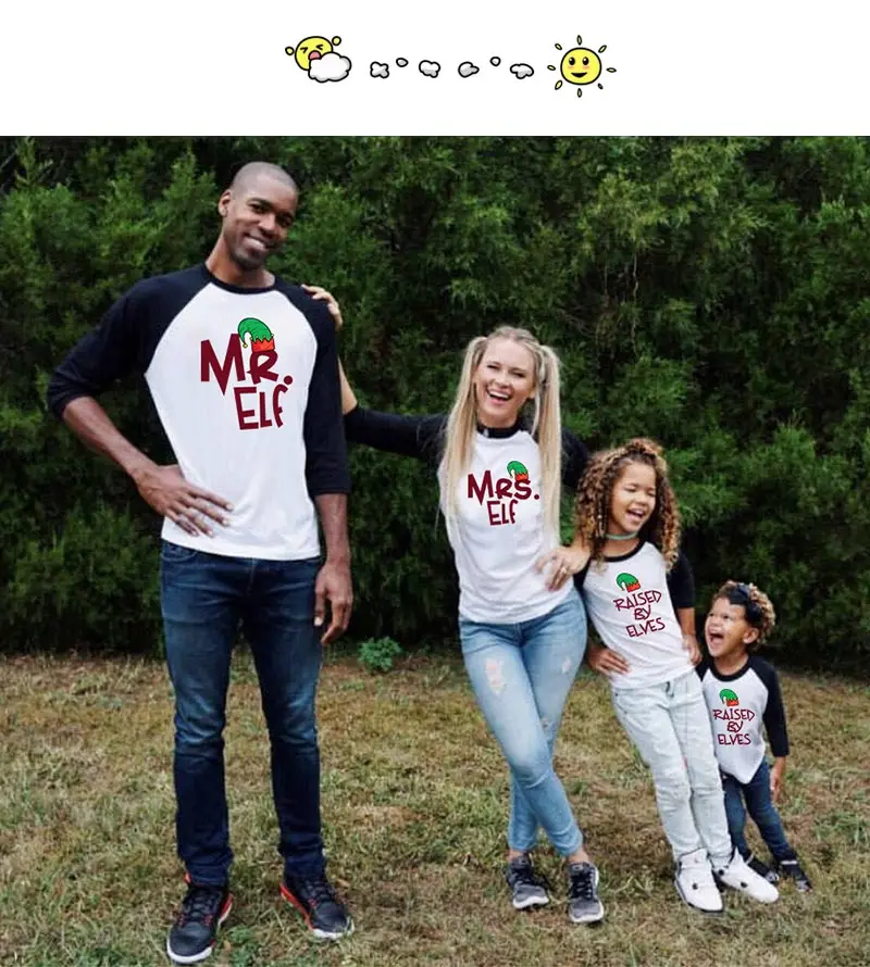 Mr mrs elf elves/Одинаковая одежда для всей семьи с героями мультфильмов на Рождество для папы, мамы, сына, дочки, мамы и меня, Новое поступление комплектов для маленьких детей