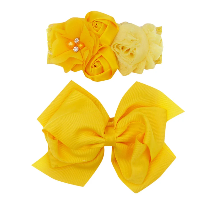 Повязка на голову с бантом для маленьких девочек комплект из 2 предметов