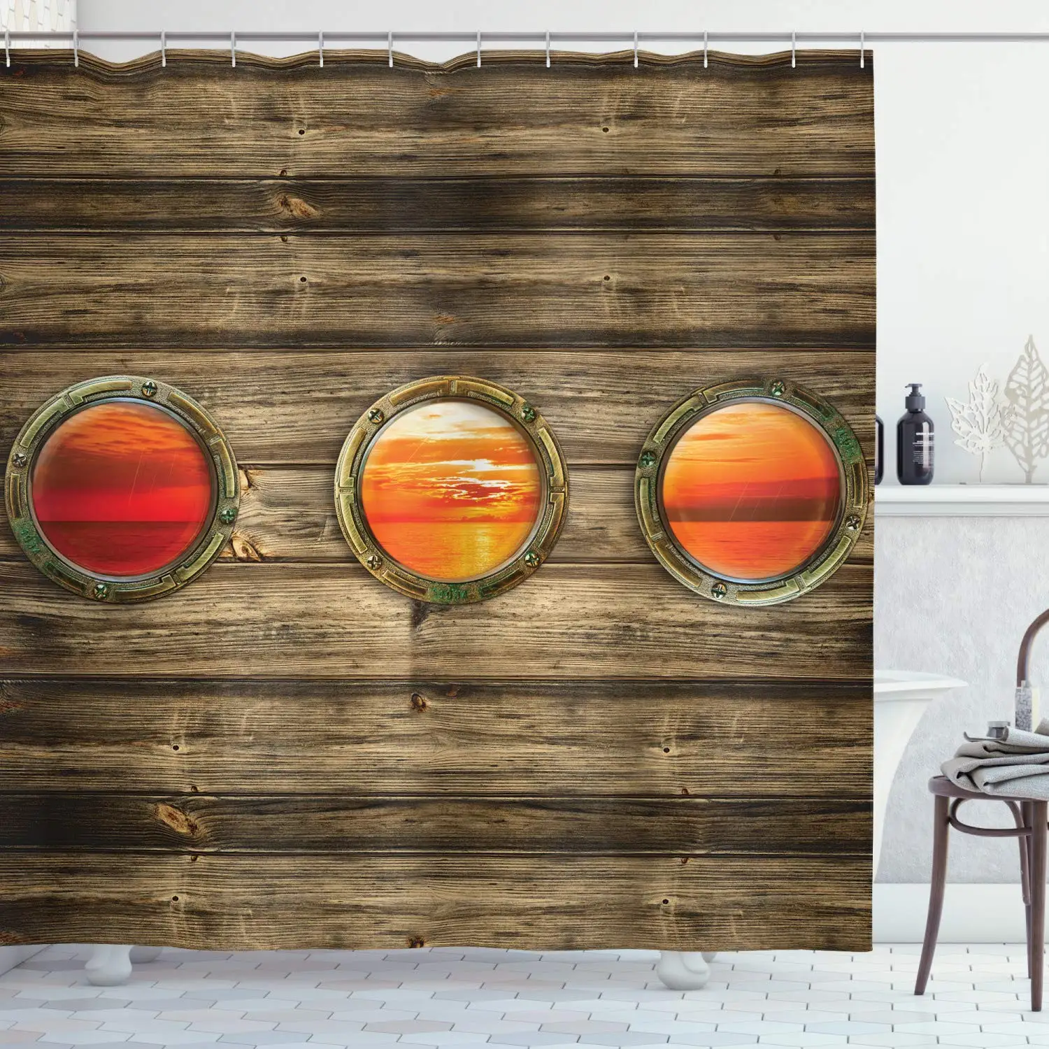 Занавеска для душа в морском стиле занавеска деревенском с изображением