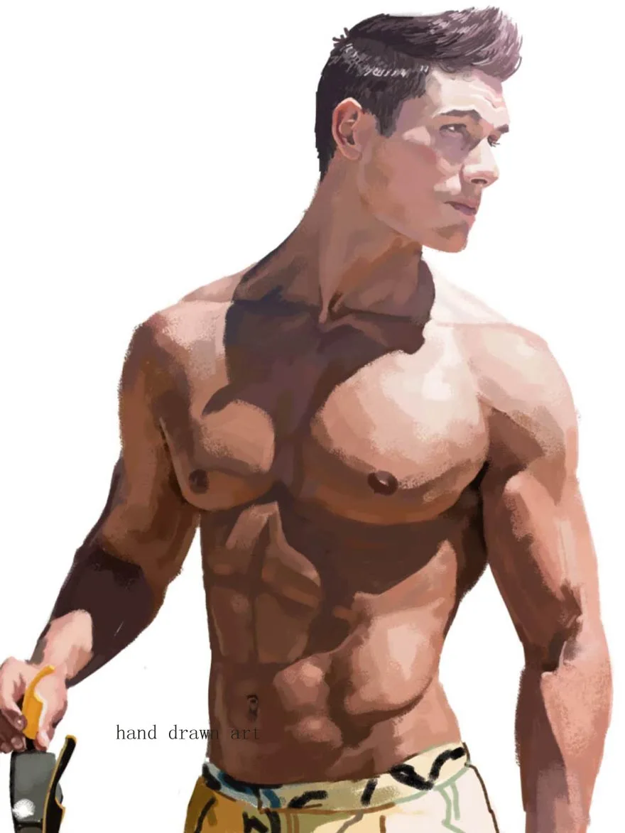 Оригинальная картина маслом HD на холсте: Гламурная модель человеческого тела