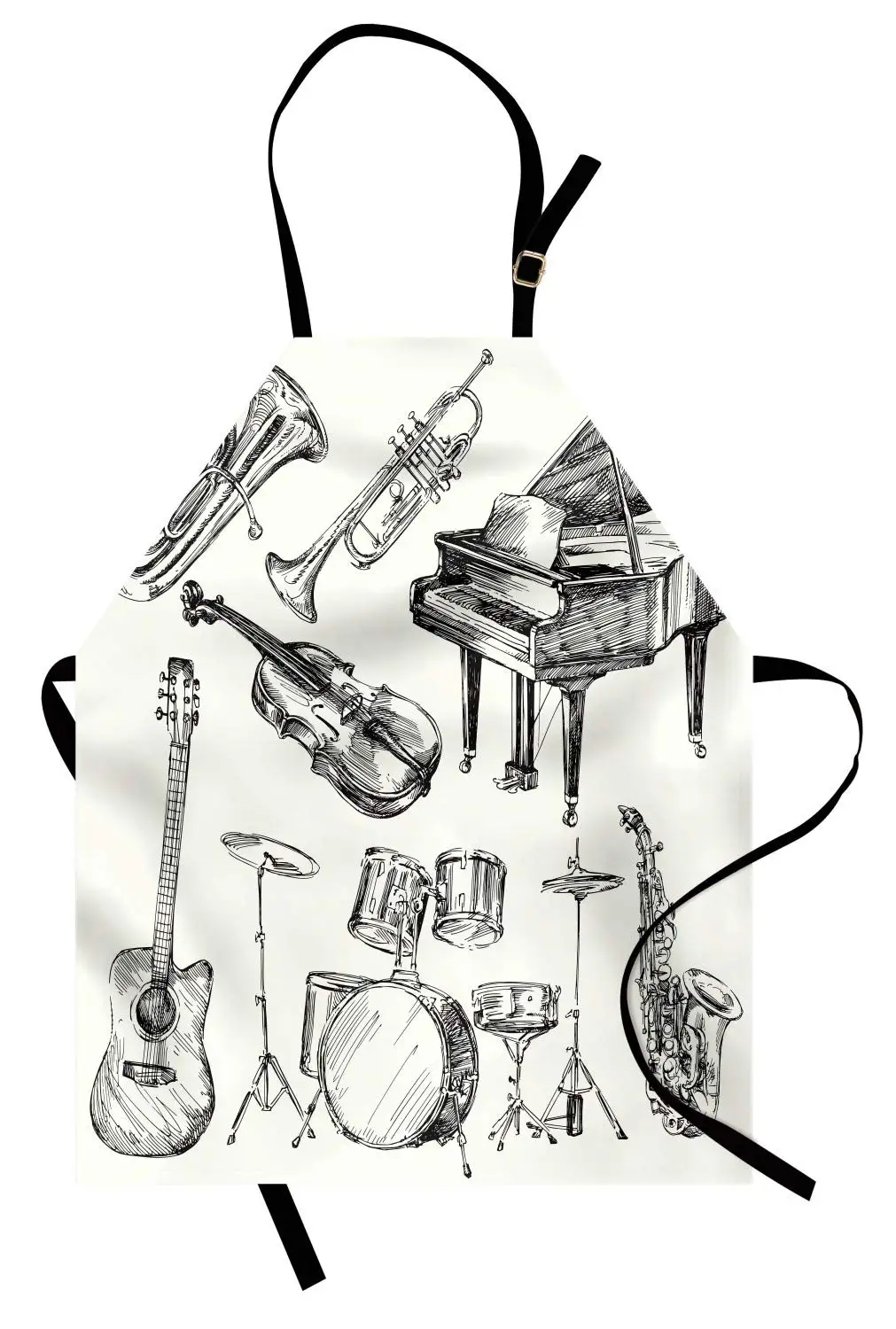 

Джазовая музыка, фартук, иллюстрация музыкального инстру, для мужчин, ts, эскиз, стиль, искусство с трубой, фортепиано, гитара для женщин, мужч...