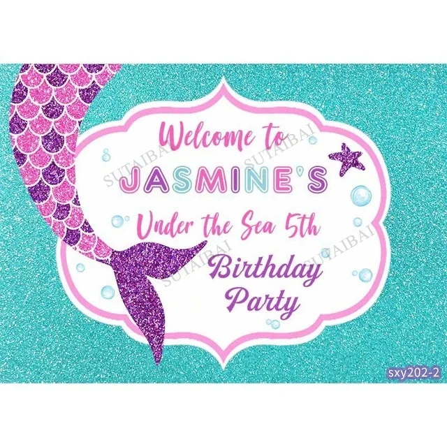 

Little Mermaid Princess Party Backdrop Underwater Theme Newborn Baby Shower Birthday Photography Background Decor Banner Props