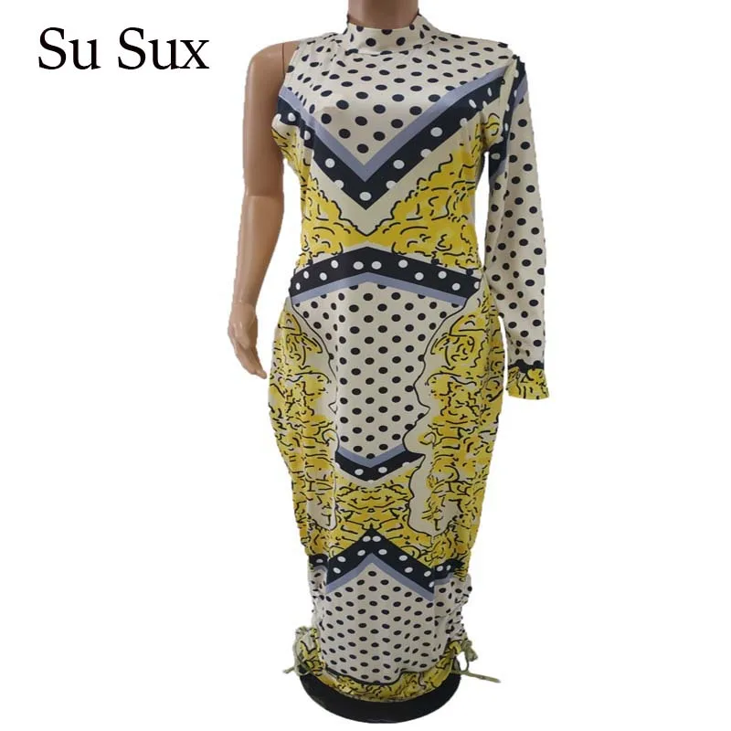 Vintage Printed Bodycon Dress Women African Clothes Party Club Single Sleeve Long Maxi Robe 2020 Spring Vestidos | Тематическая