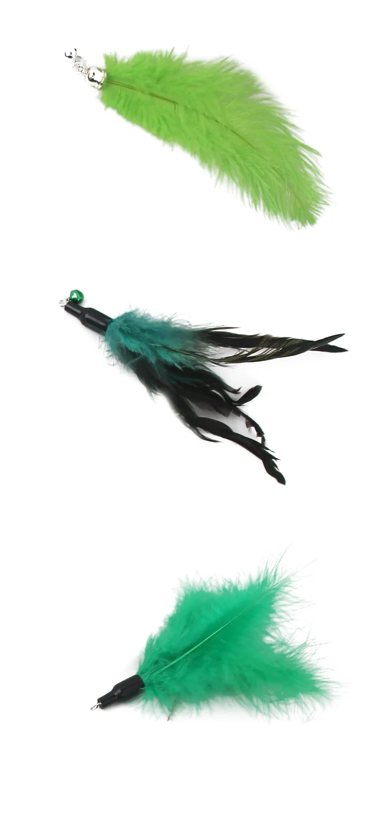 Funny Cat Toy Stick Set With Bell Feather Teaser Wand Interactive 7 Replacement Heads RetractableThree Section Fishing Rod | Дом и сад