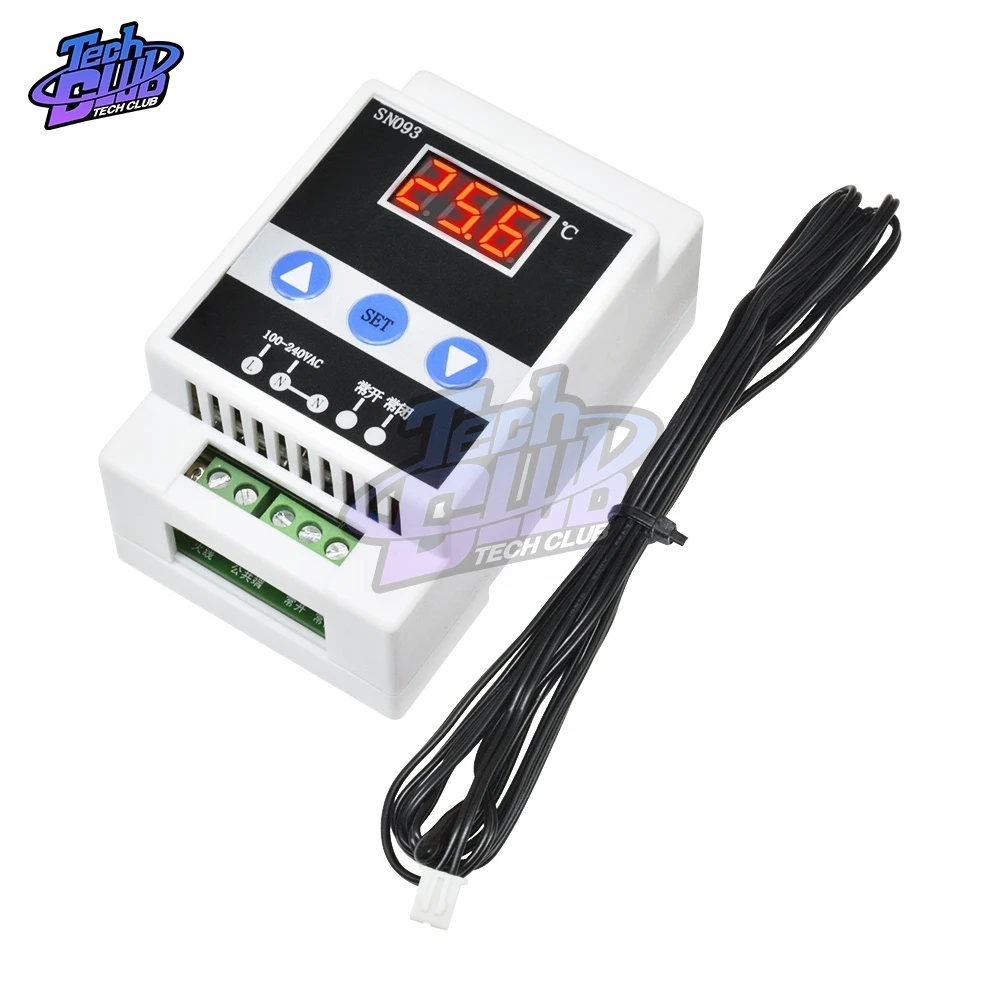 220V Guide Rail температурный Тестер светодиодный цифровой термостат AC 90-250V