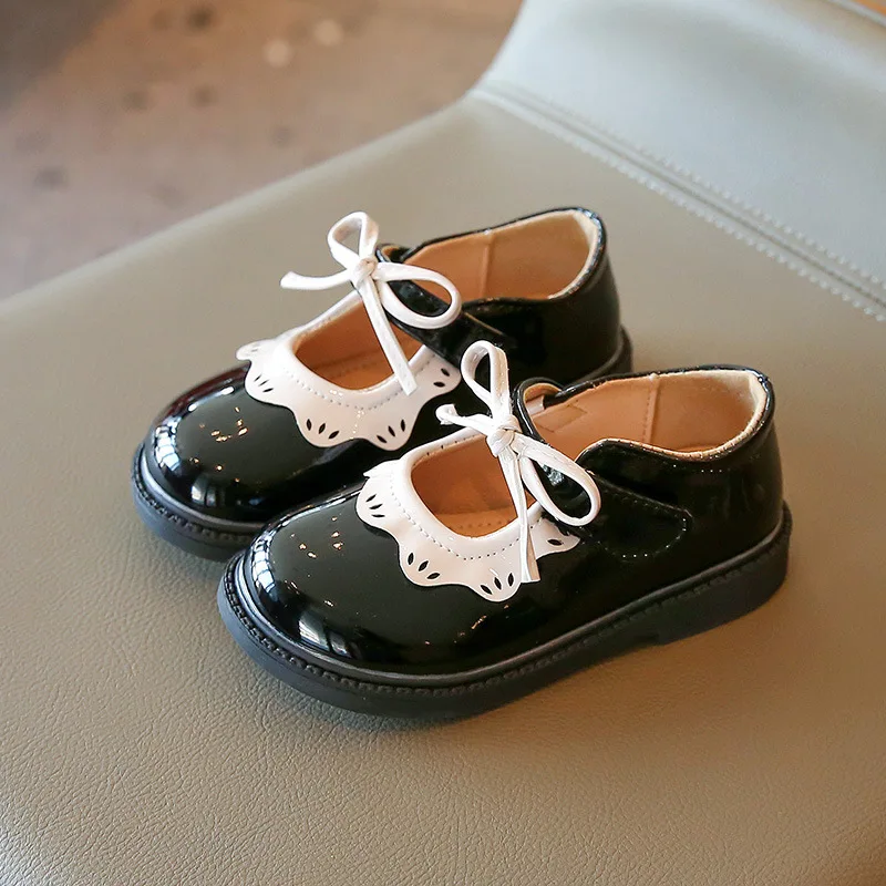 Autumn Girls Patent Leather Shoes Children's Bowtie Princess Dance Shoes Kids Soft Comfortable Single Shoes G565