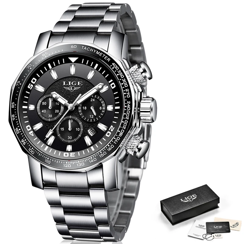 

Reloj LIGE Brand Fashion Mens Watch Stainless Steel Waterproof Watches Men Military Sport Watch Quartz Clock Relogio Masculino