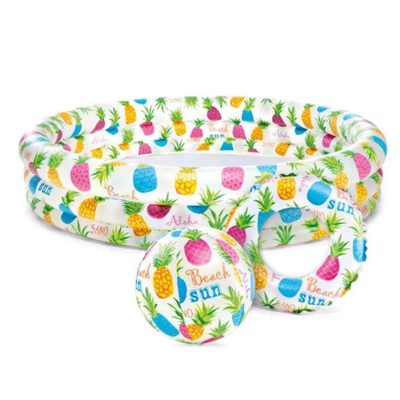 

INTEX Children's Inflatable Swimming Pool se 132*132*28cm Round Swimming Pool Swimming Ring Water Toy Ball Pool Set