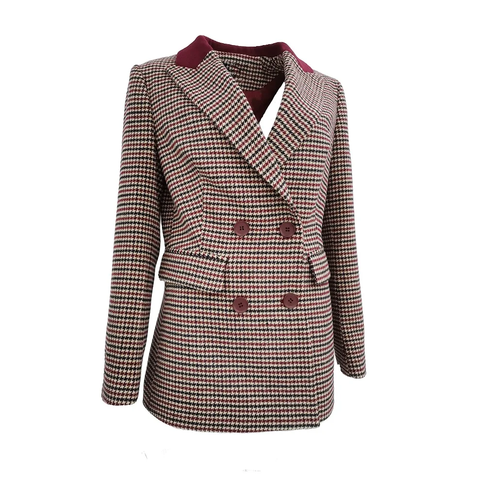 

Осенне-зимнее пальто, тонкие толстые шерстяные женские куртки, осенняя одежда, корейский элегантный теплый винтажный клетчатый твид