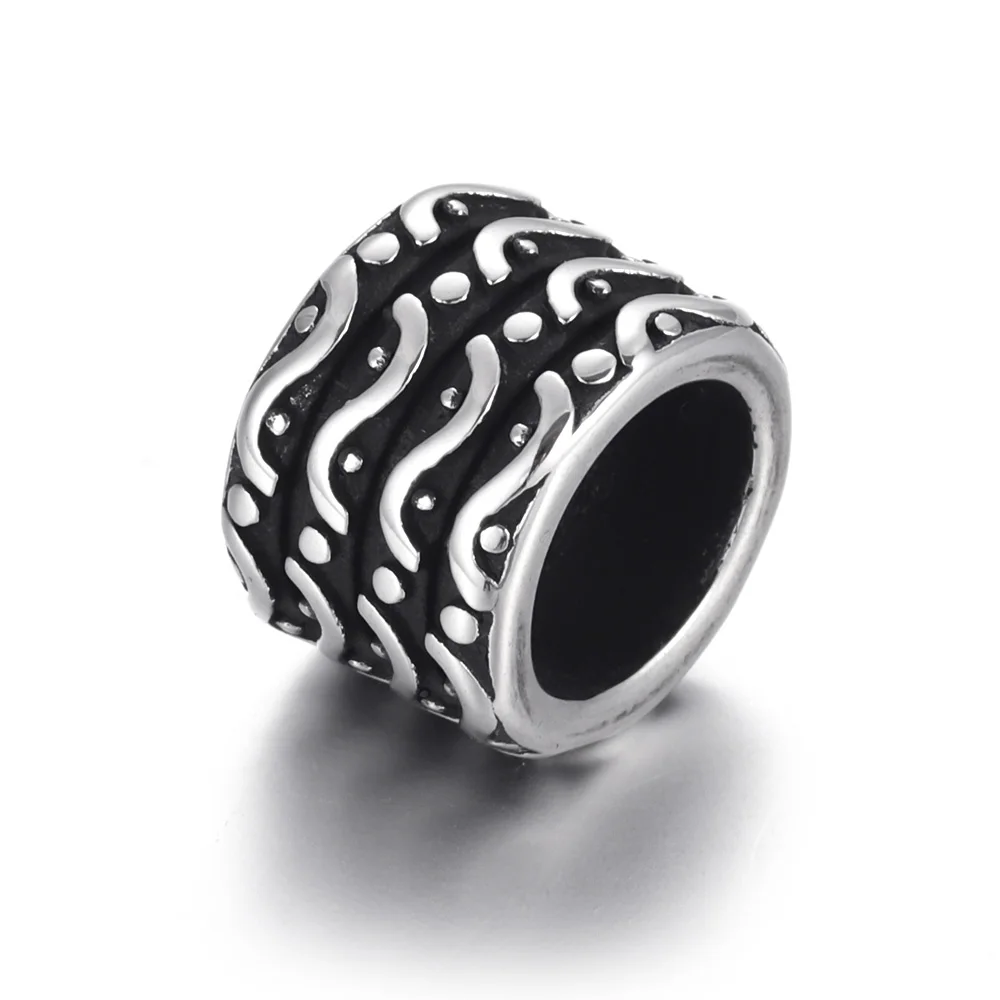 

Stainless Steel Bead Waved Polished 8mm Large Hole Metal Beads Charms for DIY Bracelet Jewelry Making Accessories