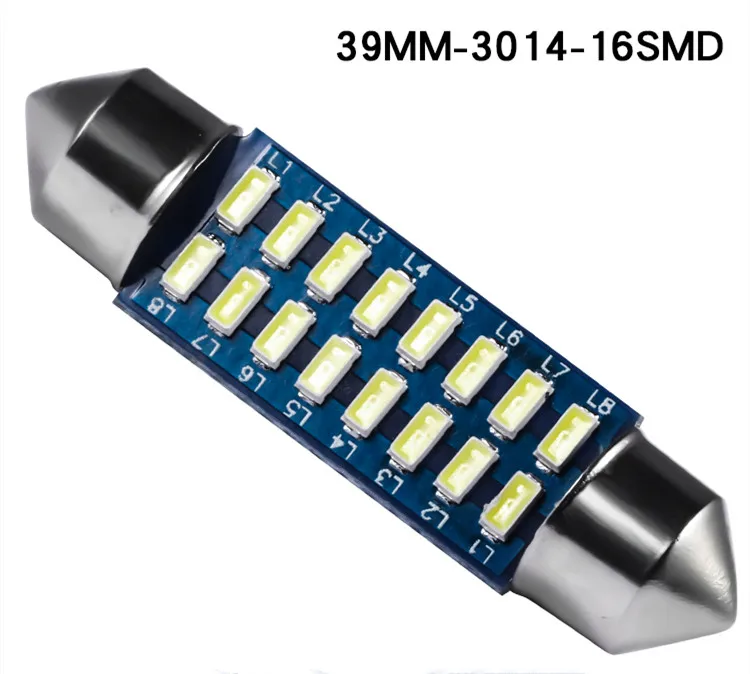 Новая светодиодная автомобисветильник лампа с двойным наконечником 3014 16SMD