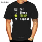 Дизайнерская футболка Humor Eat sleep tennis repeat, мужские летние футболки с рисунком, мужские футболки S-5xl, 100% хлопок, Юмористическая футболка