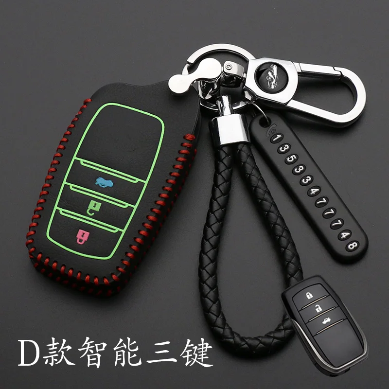 For Toyota Hilux Fortuner Land Cruiser Camry leather Remote Key Case Fob Shell Cover Skin Holder 3 Button 2016 2017 2018 | Автомобили и
