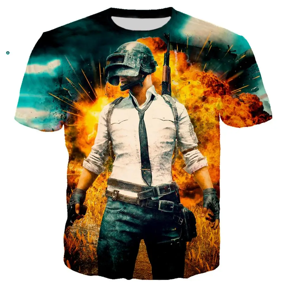 Игра PUBG 3d принт рок Летняя мужская Военная футболка модная футболка крутая цветная футболка/уличная мужская одежда - Цвет: 14