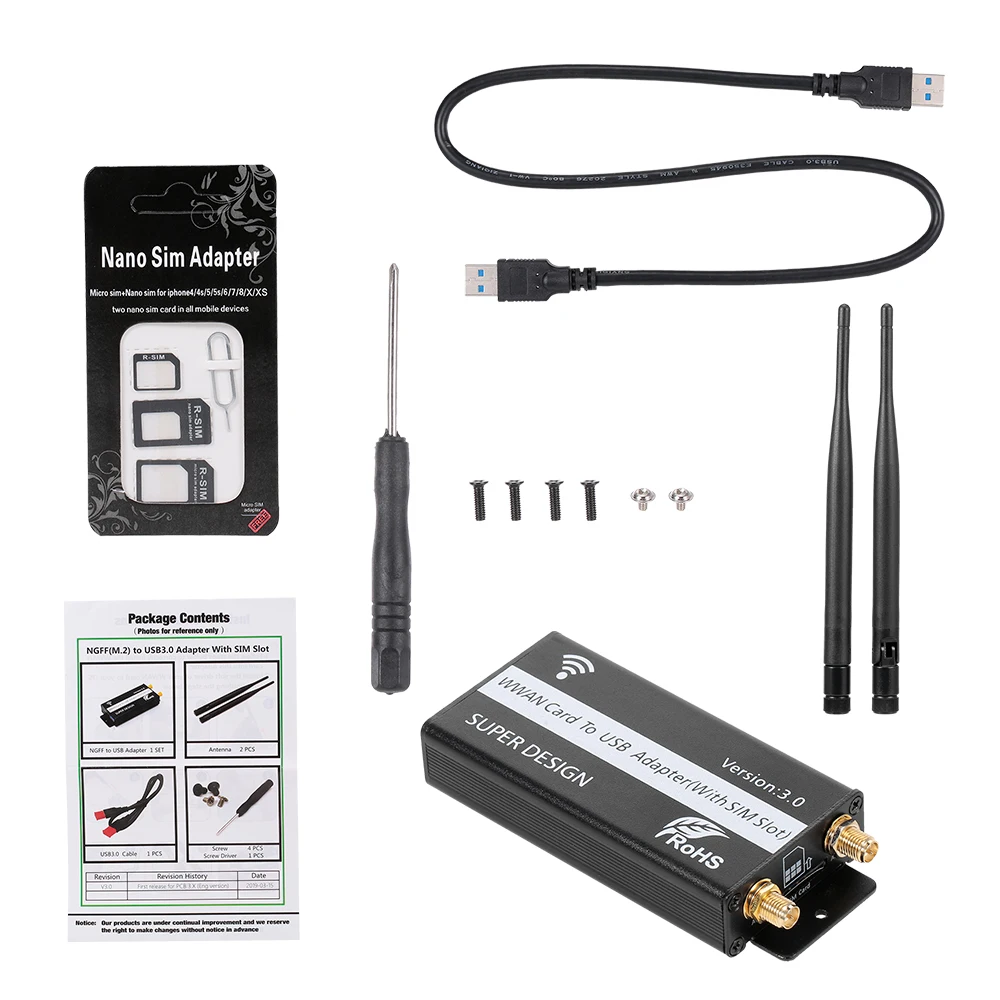 Плата адаптера NGFF M.2 Key B USB 3 0 плата LTE модуль с SIM картой слот 6/8 контактами для