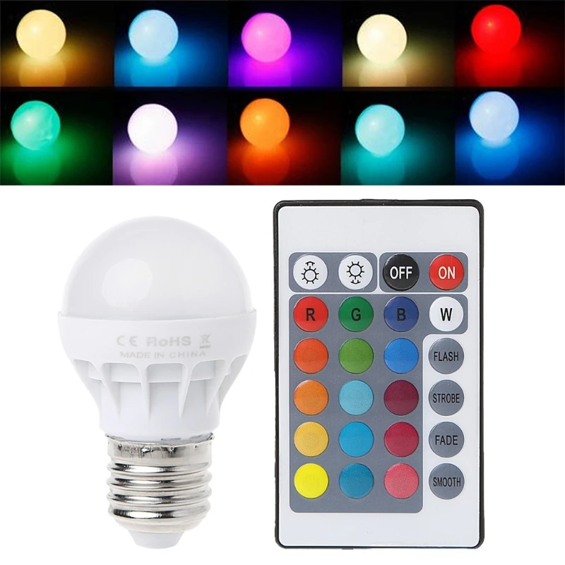 Новый светодиодный светильник лампа цвет Changing3 W E27 AC 85 265V RGB + IR пульт