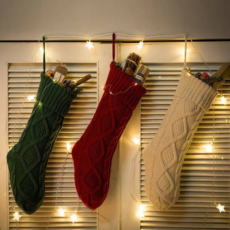 2020 New Festive or Party Supplies Christmas Holiday Knitted Stocking Hanging Crochet Stock Tree Ornament Decor | Дом и сад
