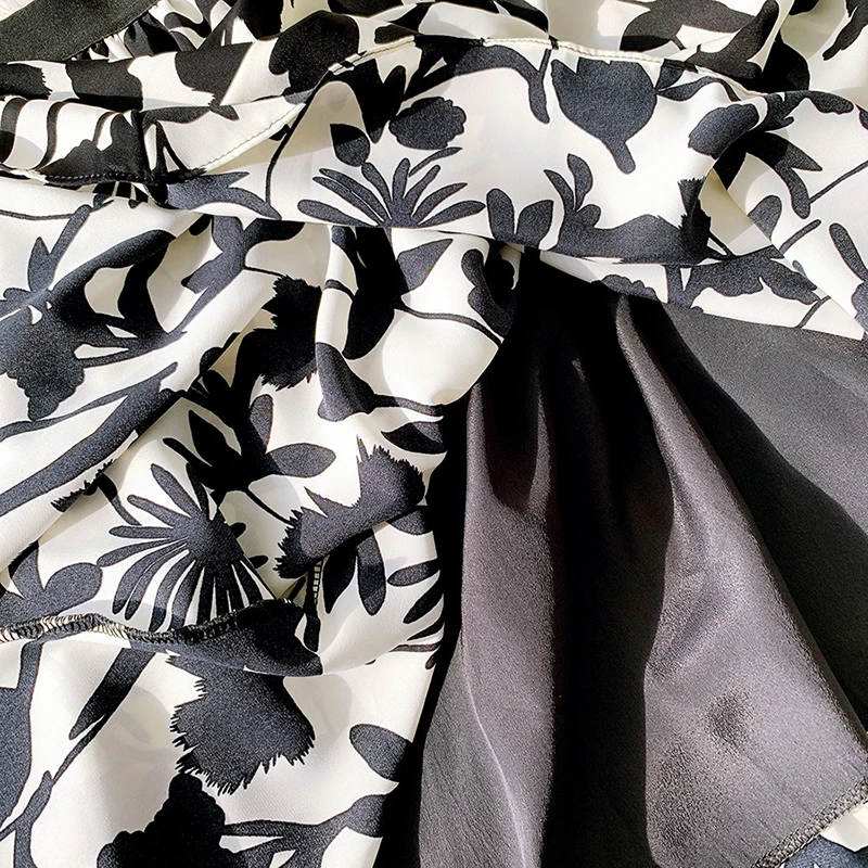 

SURMIITRO Midi Long Skirt Women Summer 2021 Korean Style White Black Floral Print High Waist Mid-Length Pleated Skirt Female