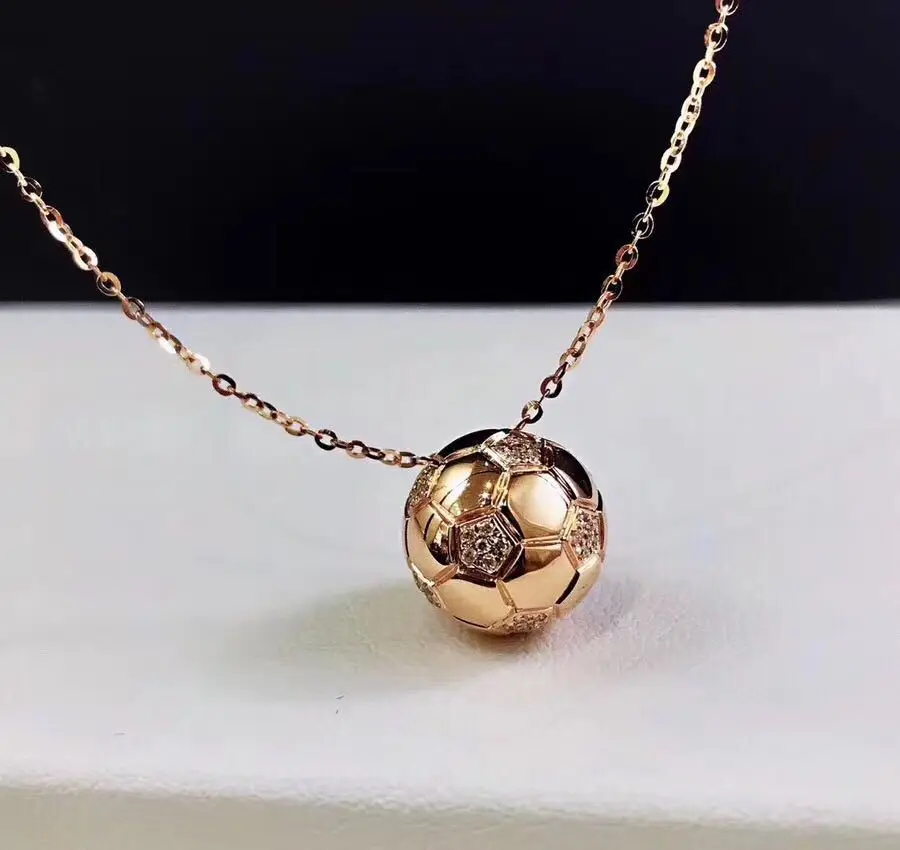 

s925 Sterling Silver Necklace New Hypoallergenic Inlaid Stone Football Fashion Personality Simple Style Jewelry hot