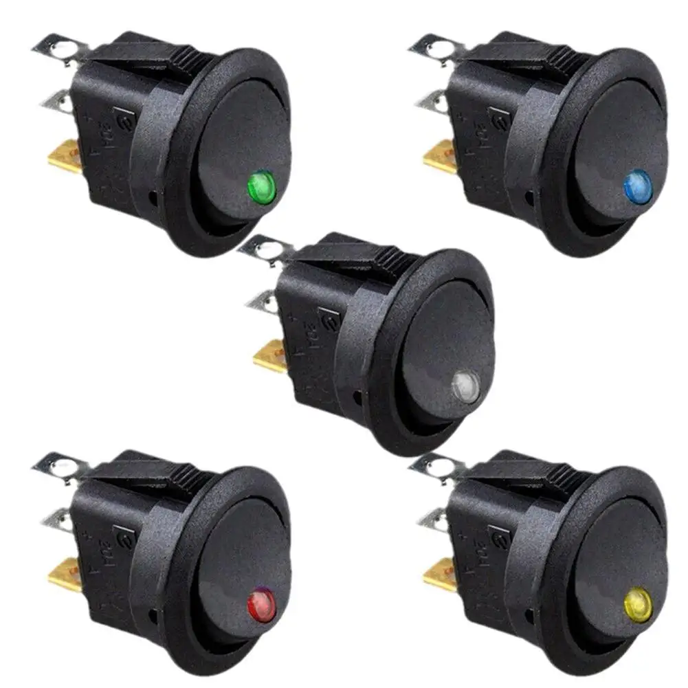 

12V LED Round Rocker ON/OFF SPST Toggle Switches Waterproof For Car