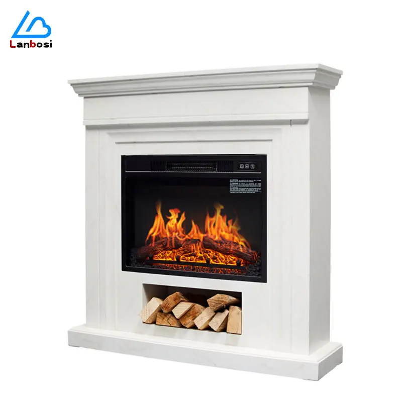 

Luxury American fireplace solid wood American Retro Fireplace Heater simulation fake flame European villa fireplace