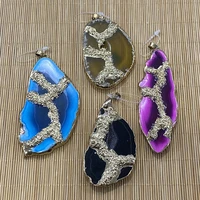 crystal agate necklace pendant irregular colorful pendant handmade diy jewelry jewelry making bracelet gift decoration 1pcs